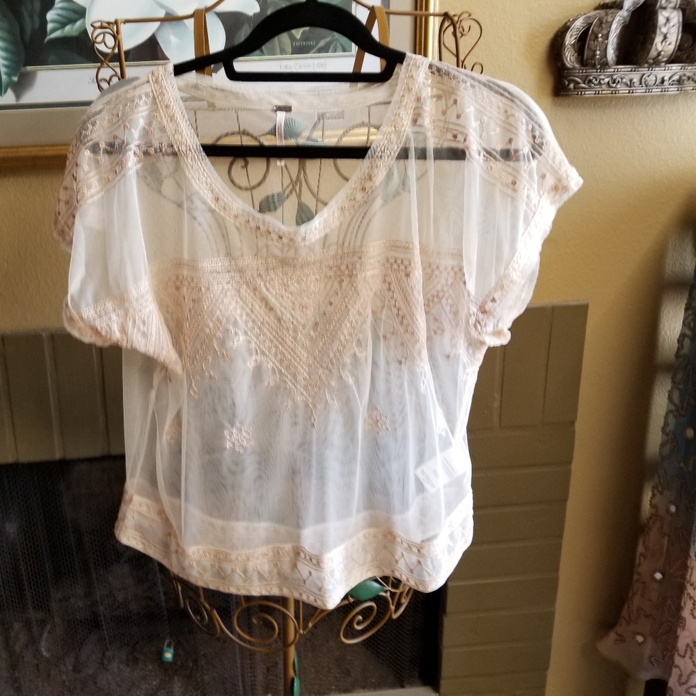 Gorgeous Free People top / tunic sheer and lacy